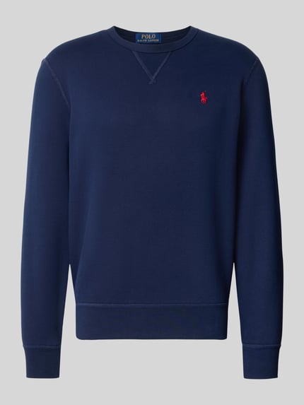 Produktfoto, Regular Fit Sweatshirt aus Baumwoll-Mix von Polo Ralph Lauren in Dunkelblau mit gesticktem Logo, glatte Oberfläche, Herren Sweatshirt