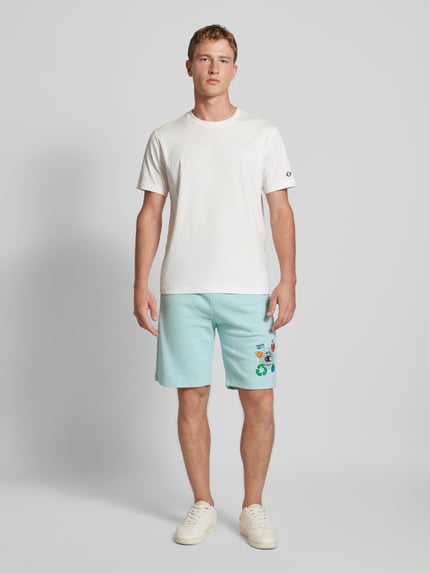 Champion Szorty z dzianiny dresowej kroju regular fit z nadrukiem z motywem Jasnoniebieski 1