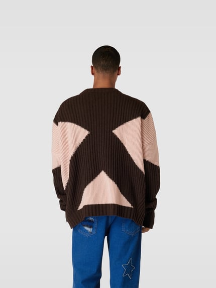 GmbH Oversize’owy sweter o wyglądzie dzianiny Ciemnobrązowy 5