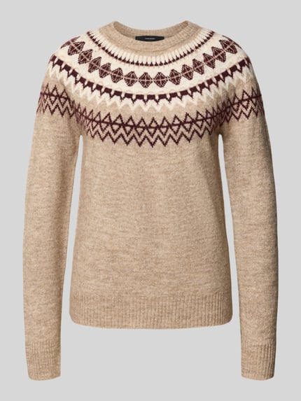 VERO MODA Pullover mit kontrastierendem Rundhalsmuster Sand 1