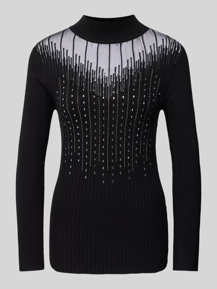 Apricot Sweter z dzianiny z obszyciem ozdobnymi kamieniami Czarny 2