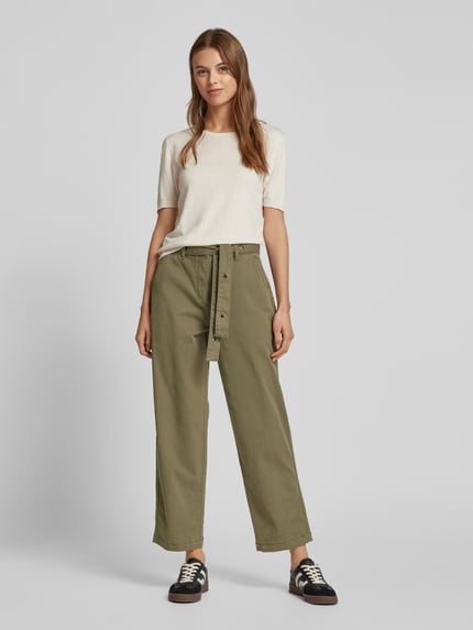 FREE/QUENT Straight leg broek met steekzakken, model 'Pachino' Olijfgroen - 1
