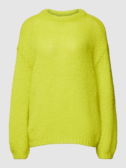 VERO MODA Gebreide pullover met extra brede schouders, model 'ADA' Neongeel gemêleerd - 2