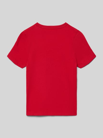 Produktfoto, Regular Fit T-Shirt mit Logo-Print von GAP, Kinder T-Shirt aus reiner Baumwolle in Rot, Rundhalsausschnitt, Rückenlänge 43 cm bei Größe 116
