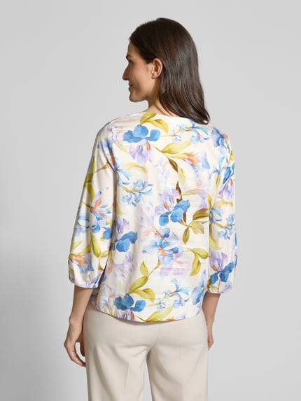 ETERNA Comfort fit blouse met V-hals Blauw - 5