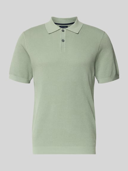 Productfoto, Slim Fit Poloshirt met structuurpatroon Model 'Johan' van Christian Berg Men, katoen, korte mouw, polokraag, lichtgroen