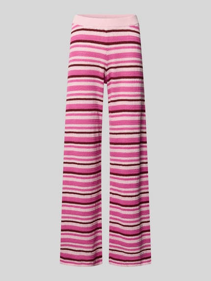 Produktfoto, Strickhose mit elastischem Bund Modell 'ZUSANNAH' von JJXX aus reiner Baumwolle, pink gestreift, Loose Fit, glatte Textur.