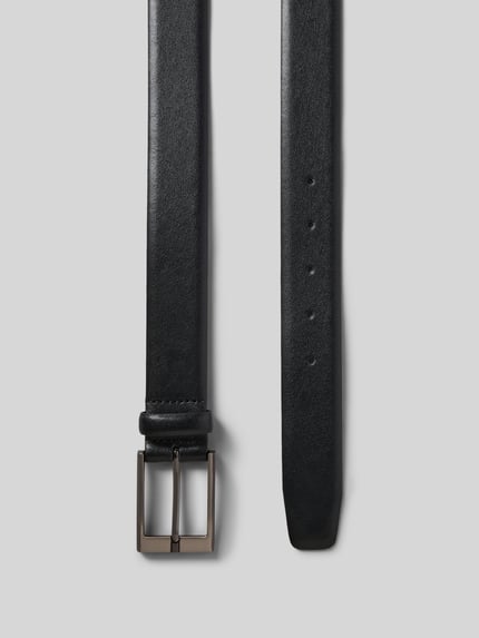 Produktfoto, Gürtel aus Leder-Mix von Montego in Schwarz mit Pinschließe, gerade Passform, 4 cm Breite, Größe 110, glatte Textur