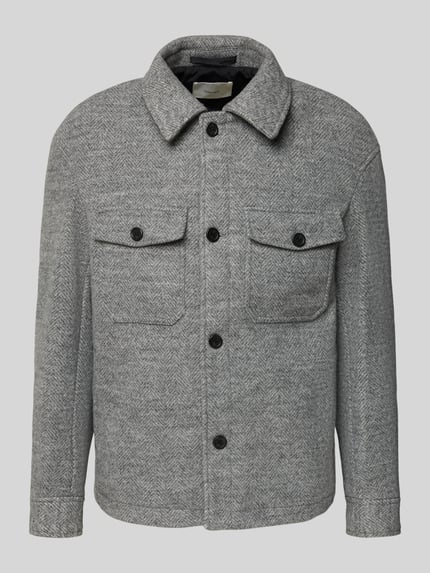 Selected Regular fit overhemdjack met wol Model 'MITCH' Zilver - 2