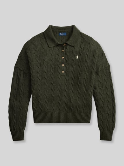 Polo Ralph Lauren Loose Fit Pullover aus Woll-Mix mit Kaschmir-Anteil Oliv 2
