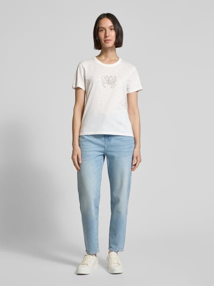 monari T-shirt met labeldetail Offwhite - 1