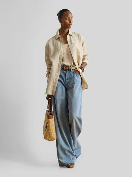 Lauren Ralph Lauren relaxed fit blouse met lange mouwen van puur linnen Beige - 1