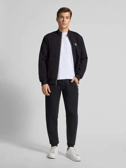 EA7 Emporio Armani Bluza rozpinana o kroju regular fit z dodatkiem wiskozy model ‘Train’ Czarny 1