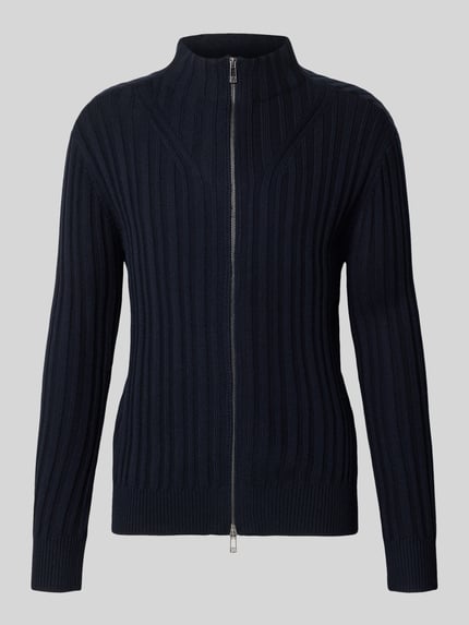 Armani Exchange Regular Fit Strickjacke aus Baumwoll-Mix mit Woll-Anteil Dunkelblau 2