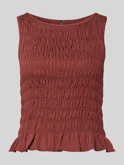VERO MODA Slim Fit T-Shirt aus Viskose-Mix Modell 'NORI SMOCK' Rostrot 2