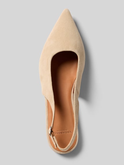 Productfoto, Ballerina uit echt leer model 'HERMINE' van Vagabond, suèdelook, punt van de schoen, plat, doornsluiting, gestructureerde zool