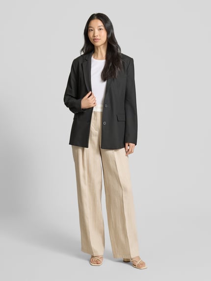 CAMBIO Wide leg linnen broek met bandplooien, model 'ANNY' Beige - 1