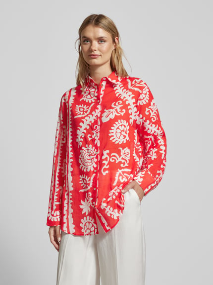 MANGO Bluse mit durchgehender Knopfleiste Modell 'NEMO' Rot 4