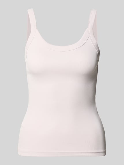 Produktfoto, Trägertop in Ripp-Optik von Gina Tricot, mieszanka bawełny i elastanu, krój slim fit, okrągły dekolt, długość tyłu w rozmiarze S: 35 cm
