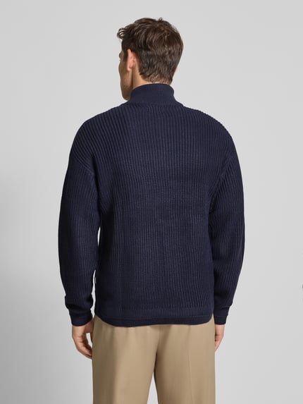 JACK & JONES Sweter z dzianiny z zamkiem błyskawicznym model ‘KAITO’ Granatowy 5