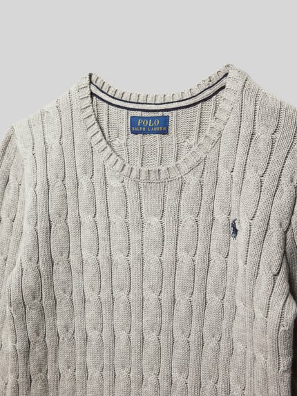 Polo Ralph Lauren Kids Strickpullover mit gerippten Abschlüssen Mittelgrau Melange 2