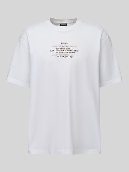 G-Star RAW T-shirt z centralnym nadrukiem z logo Biały 2