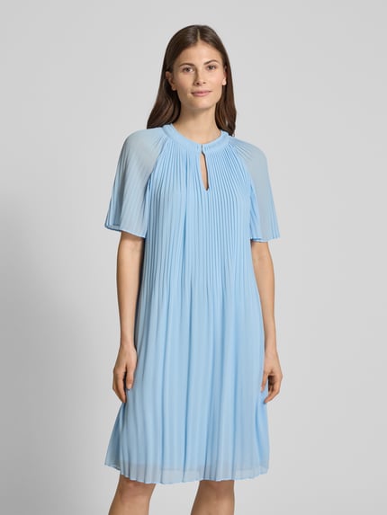 COMMA Knielange jurk met plissévouwen Blauw - 4