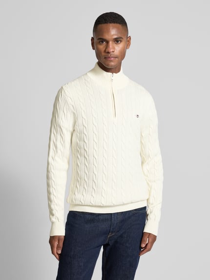 GANT Strickpullover mit Zopfmuster Offwhite 4