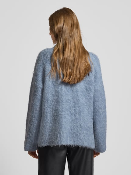 PIECES Loose Fit Strickpullover mit Schurwollanteil Modell 'MALA' Bleu 5