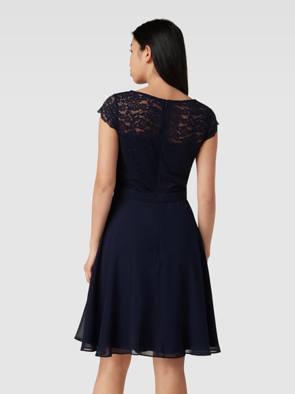 VM by Vera Mont Knielanges Cocktailkleid mit Häkelspitze Dunkelblau 5