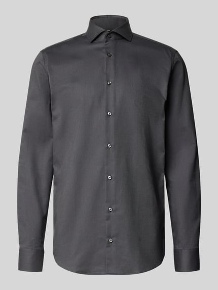 Produktfoto, Regular Fit Businesshemd aus Baumwoll-Mix Modell 'H-JOE-SPREAD' von BOSS, Optik: Unifarben, Kentkragen, durchgehend, Rückenpasse, Ärmelform: extra lang, Ärmelabschluss: Manschette, 1-Knopf-Manschette, Weitenverstellbar, abgeschrägt