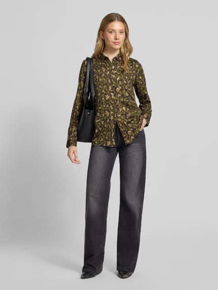 Milano Italy Regular fit blouse met manchetten Kaki - 1