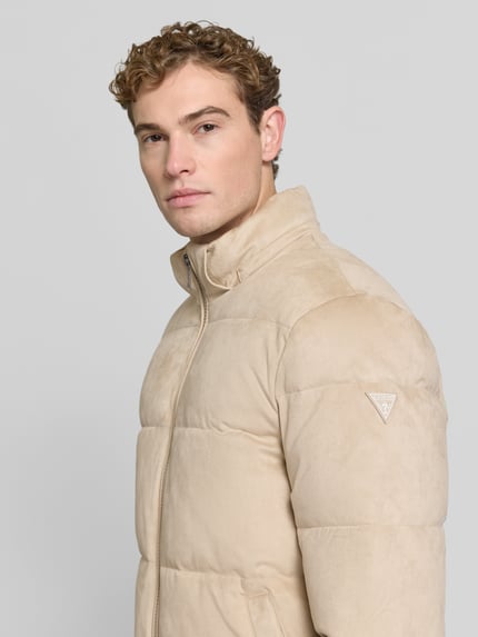 GUESS Regular Fit Steppjacke in Leder-Optik Offwhite 3