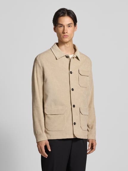 Zuitable Regular fit overshirt met platte kraag, model 'John' Beige - 4