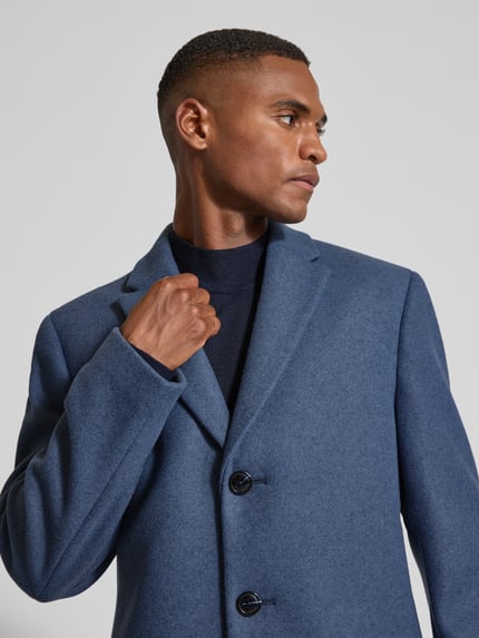 MCNEAL Regular fit lange wollen jas met reverskraag Blauw - 3