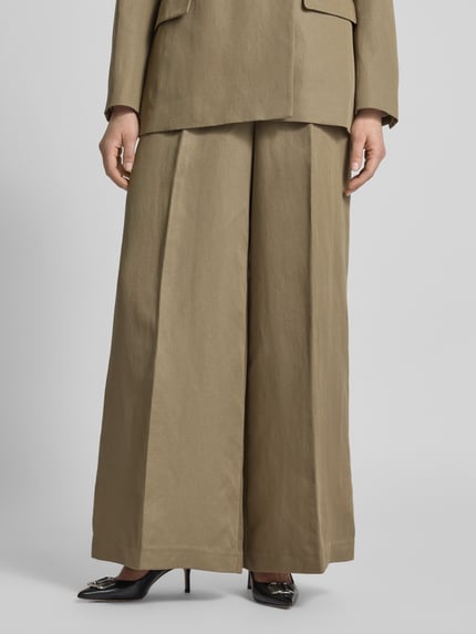 IVY OAK Spodnie materiałowe z szeroką nogawką w kant model ‘PIERA ANN’ Khaki 4
