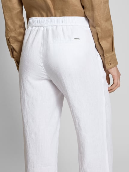 Brax Straight Leg Leinenhose mit Bindegürtel Modell 'STYLE.FARINA' Weiss 3