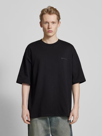 REVIEW Oversized T-shirt met labelprint Zwart - 4