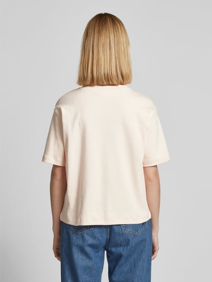 Jake*s Studio Woman T-shirt met geribde ronde hals Abrikoos - 5