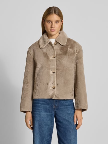 Selected Regular fit jas van imitatiebont met platte kraag Model 'NEW CILO' Beige - 4