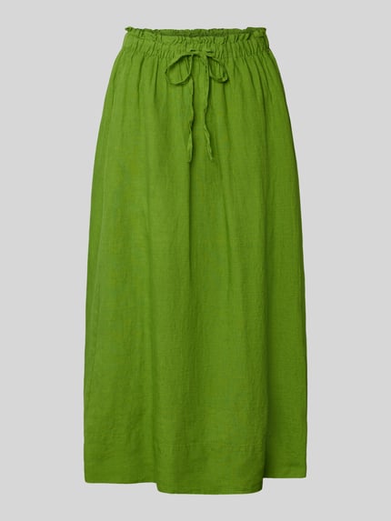 Uitlopende midirok van puur linnen, model 'LINNA' Shop The Look MANNEQUINE