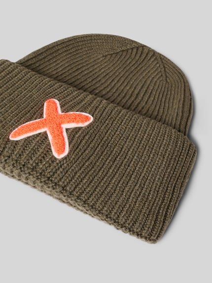 UNIO HAMBURG Mütze aus Schurwolle-Kaschmir-Mix mit Motiv-Stitching Khaki 2