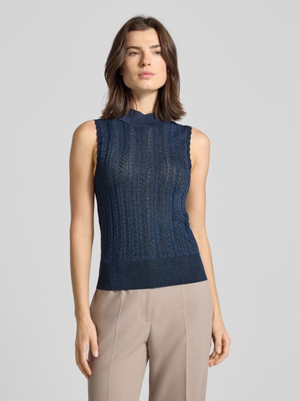 Scotch & Soda Slim Fit spencer in breiwerk-look Metallic blauw - 4