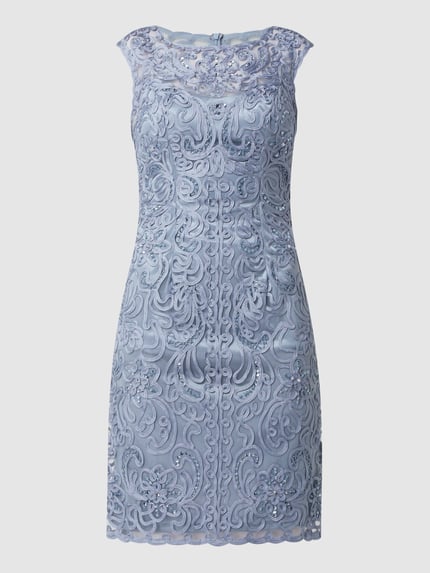LUXUAR FASHION Nauwsluitende cocktailjurk met borduursels Bleu - 2