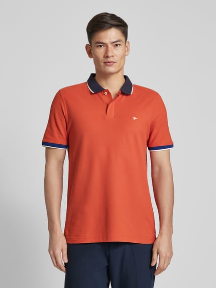 Fynch-Hatton Regular Fit Poloshirt mit Kontrastbesatz Koralle Melange 4