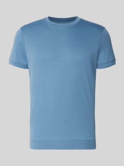 Produktfoto, T-Shirt mit Rundhalsausschnitt von RAGMAN, reine Baumwolle, Slim Fit, unifarbenes Design, hellblau, glatte Textur