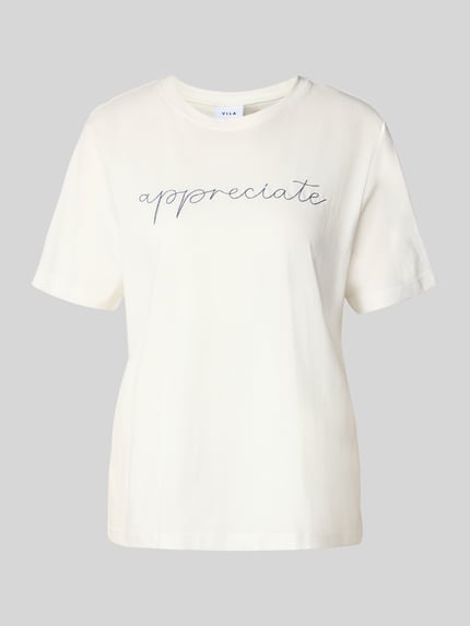 VILA T-Shirt mit Rundhalsausschnitt Modell 'SYBIL' Offwhite 2