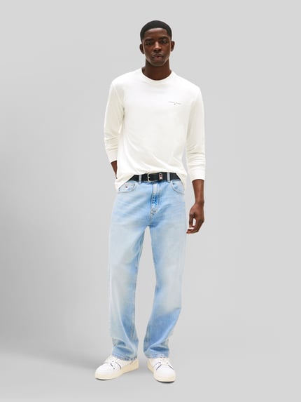 Tommy Jeans slim fit shirt met lange mouwen van puur katoen Offwhite - 1