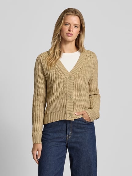NOISY MAY® Strickjacke mit V-Ausschnitt Modell 'CHARLIE' Beige 4