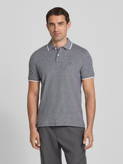 Tommy Hilfiger Koszulka polo o kroju regular fit z mieszanki bawełny i lnu Czarny 4